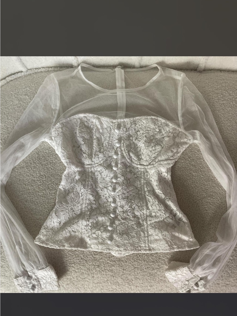 Sheer Lace Corset Top in White - Picture 2 of 2